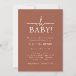 Oh Baby Terracotta Baby Shower Inbjudningar