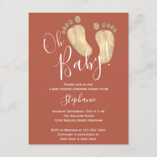 Oh Baby Terracotta Baby Shower Postcard-inbjudan Inbjudan Vykort