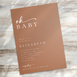 Oh Baby Terracotta Minimalist Script Baby Shower Inbjudningar