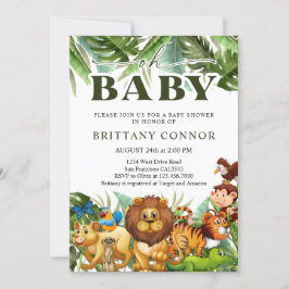 Oh Baby Tropical Jungle Safari Animals Baby Shower Inbjudningar