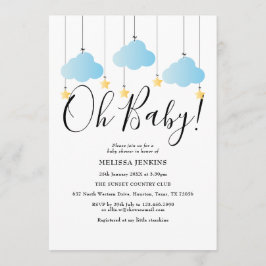 Oh Baby Twinkle Twinkle Blue Baby Shower Sprinkle Inbjudningar