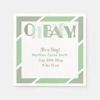 Oh Baby Typography Grönt Modern Baby Shower