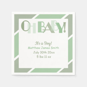 Oh Baby Typography Grönt Modern Baby Shower Pappersservett