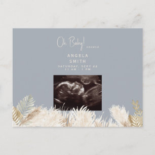 Oh Baby Ultrasound Dusty Blue Baby Shower Vykort