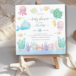 Oh Baby under Sea Baby Shower-inbjudan till havs Inbjudningar