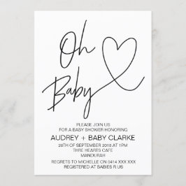 Oh Baby - Unisex Baby Shower-inbjudan Inbjudningar