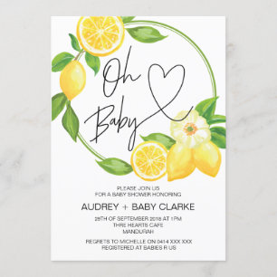 Oh Baby Unisex Baby Shower Vår Lemon Inbjudningar