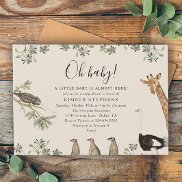 Oh Baby Vintage Safari Animal Baby Shower Inbjudningar