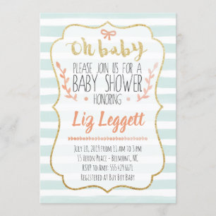 Oh Baby Watercolor Baby Shower-inbjudan Inbjudningar