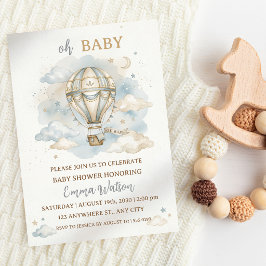 Oh Baby Watercolor Balloon Baby Shower Inbjudningar