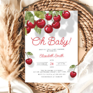 Oh Baby Watercolor Cherry Baby Shower-inbjudan Inbjudningar