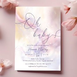 Oh Baby Watercolor Clouds Baby Shower Inbjudningar