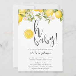 Oh Baby Watercolor Lemon Baby Shower Inbjudningar
