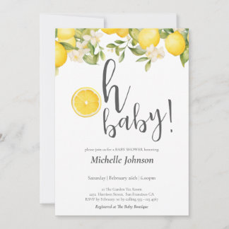 Oh Baby Watercolor Lemon Baby Shower Inbjudningar