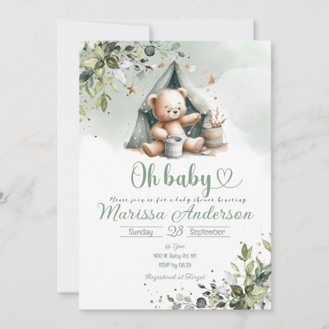 Oh Baby Whimsical Baby Shower Inbjudningar (Framsida)