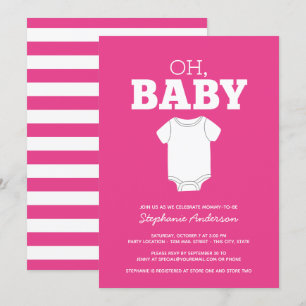 Oh Baby - Whimsical Tee Shock rosa Girl Shower Inbjudningar