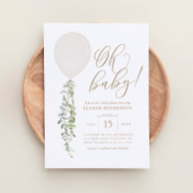 Oh Baby White Balloon Eucalyptus Baby Shower
