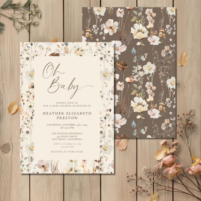 Oh Baby Wildflower Rustic Baby Shower  Inbjudningar (Skapare uppladdad)