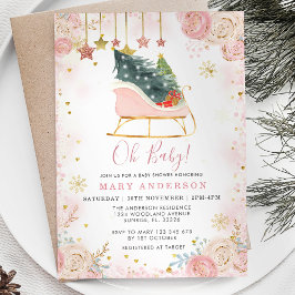 Oh Baby Winter-julen Sleigh Baby Shower Inbjudningar