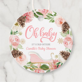 Oh Baby Winter Rosa Blommigt Girl Baby Shower Favo Gåvor Etiketter