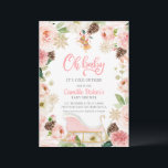 Oh Baby Winter Rosa Girl Baby Shower Inbjudningar<br><div class="desc">En elegant Winter Girl Baby Shower-inbjudan designad med rosa blommor,  pinekoner och snöflingor. De flesta bokstäver är redigerbara - klicka på knappen "Anpassa ytterligare" för att redigera dem. Matchande objekt i vår butiks Cava party-design</div>