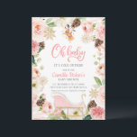 Oh Baby Winter Rosa Girl Baby Shower Inbjudningar<br><div class="desc">En elegant Winter Girl Baby Shower-inbjudan designad med rosa blommor,  pinekoner och snöflingor. De flesta bokstäver är redigerbara - klicka på knappen "Anpassa ytterligare" för att redigera dem. Matchande objekt i vår butiks Cava party-design</div>