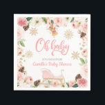 Oh Baby Winter Rosa Girl Baby Shower Pappersservett<br><div class="desc">En elegant Winter Girl Baby Shower papper napkin designad med rosa blommor,  pinekoner och snöflingor. De flesta bokstäver är redigerbara - klicka på knappen "Anpassa ytterligare" för att redigera dem. Matchande objekt i vår butiks Cava party-design</div>