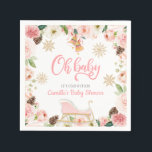 Oh Baby Winter Rosa Girl Baby Shower Pappersservett<br><div class="desc">En elegant Winter Girl Baby Shower papper napkin designad med rosa blommor,  pinekoner och snöflingor. De flesta bokstäver är redigerbara - klicka på knappen "Anpassa ytterligare" för att redigera dem. Matchande objekt i vår butiks Cava party-design</div>