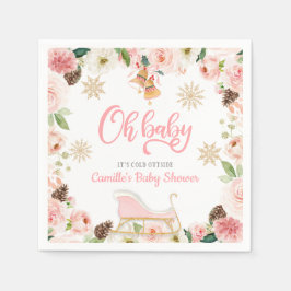 Oh Baby Winter Rosa Girl Baby Shower Pappersservett
