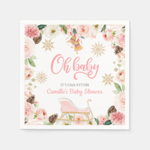 Oh Baby Winter Rosa Girl Baby Shower Pappersservett