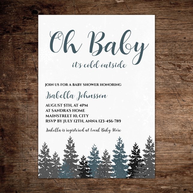 Oh Baby Winter Wonderland Baby Shower Inbjudningar (oh baby it's cold outside winter wonderland  baby shower invitation gender neutral)