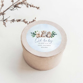 Oh Baby Winter Woodland Animals Baby Shower Runt Klistermärke