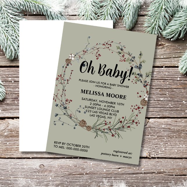 Oh baby winterberry rustic boho inbjudningar (Skapare uppladdad)