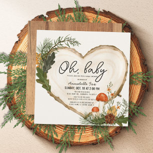 Oh Baby Wood Segce Mushroom Baby Shower by Mail Inbjudningar