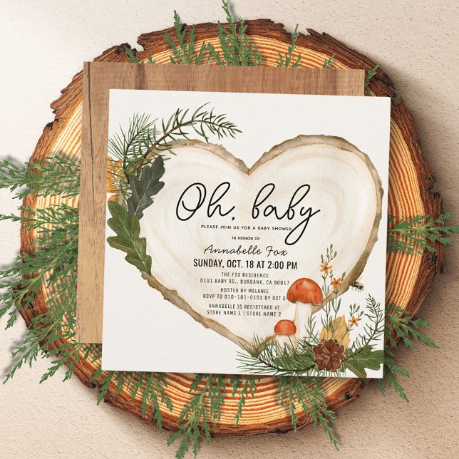 Oh Baby Wood Segce Mushroom Baby Shower by Mail Inbjudningar (Skapare uppladdad)