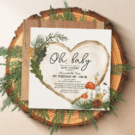Oh Baby Wood Slice Mushroom Drive by Baby Shower Inbjudningar