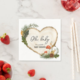 Oh Baby Wood Slice Mushroom Fall Baby Shower Pappersservett