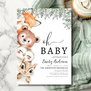 Oh Baby Woodland Animals Baby Shower Inbjudningar