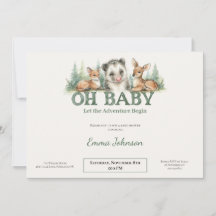 Oh Baby Woodland Baby Shower Invitation • Opossum