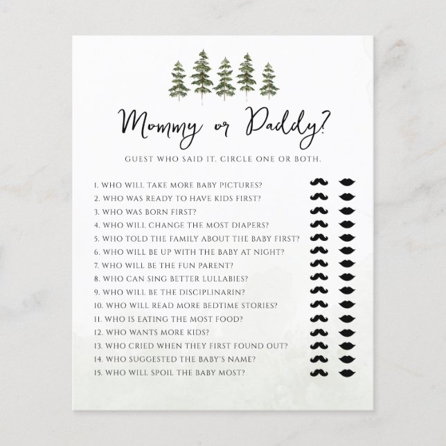 Oh Baby Woodland Mamma eller pappa Baby Shower Gam (Framsida)