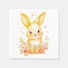 Oh Baby, Yellow Bunny Pastel Shower Party Pappersservett