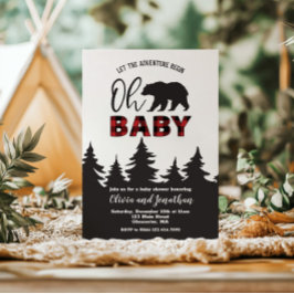 Oh Babybjörn Röd Buffalo Rutig Babyfirande Inbjudningar