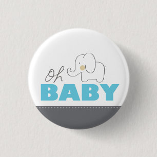 Oh babyelefant - blått- & gråttbaby shower knäp knapp