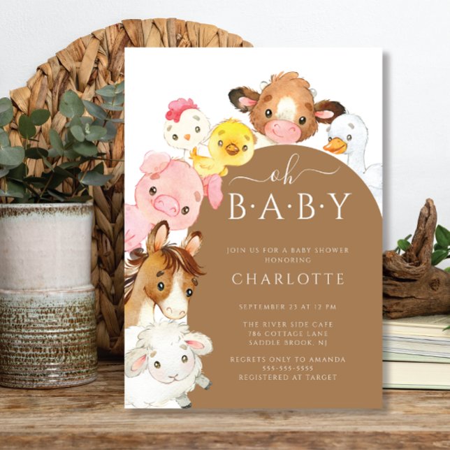 Oh BabyFarm Animals Baby Shower Inbjudningar (Skapare uppladdad)