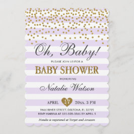 Oh babylavendellilor och guldflickababy shower inbjudningar
