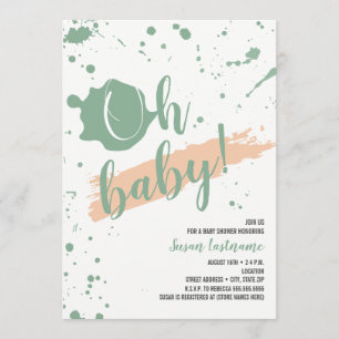 Oh babypersika och gröntflickababy shower inbjudningar