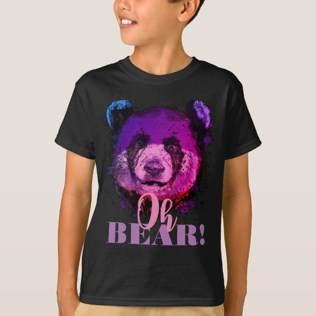 ’OH BEAR’ | Lönsam Coola Lila Panda Kids T Shirt (Framsida)