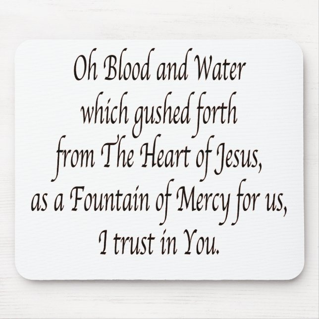Oh blod och vatten - St. Faustina Musmatta (Framsidan)