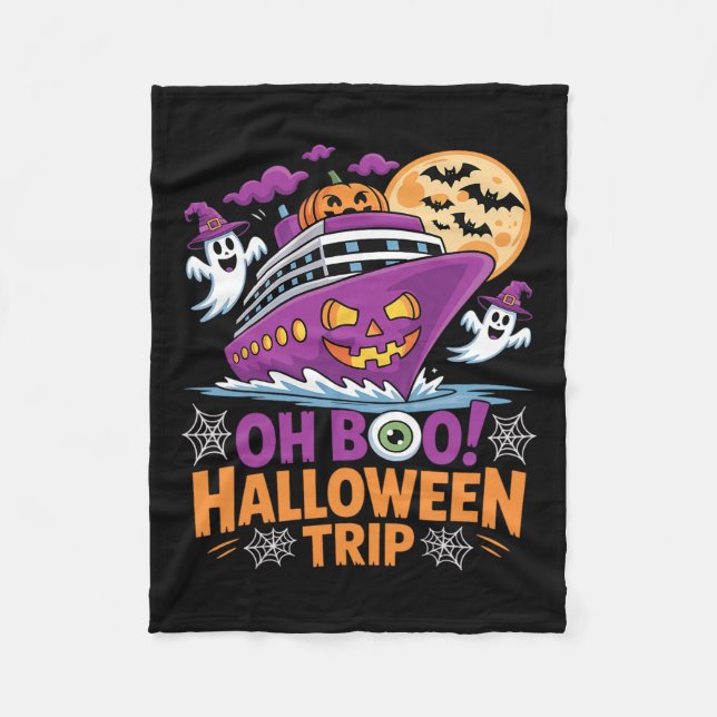 Oh Boo Halloween Trip Ghost Ts Ship Spooky Travel  Fleecefilt (Framsidan)