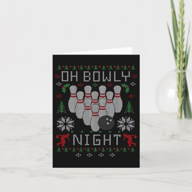 Oh Bowly Night Bowling Ugly jul Sweater Part Kort (Framsida)